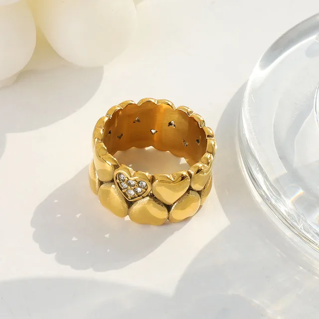 Gold Hearts Band Ring