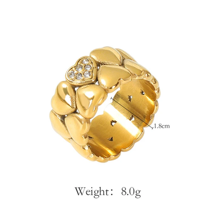 Gold Hearts Band Ring