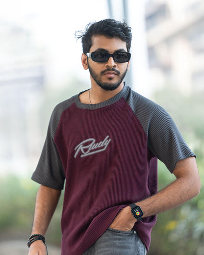 RWDY TEXTURE TEE IN SLATE WINE