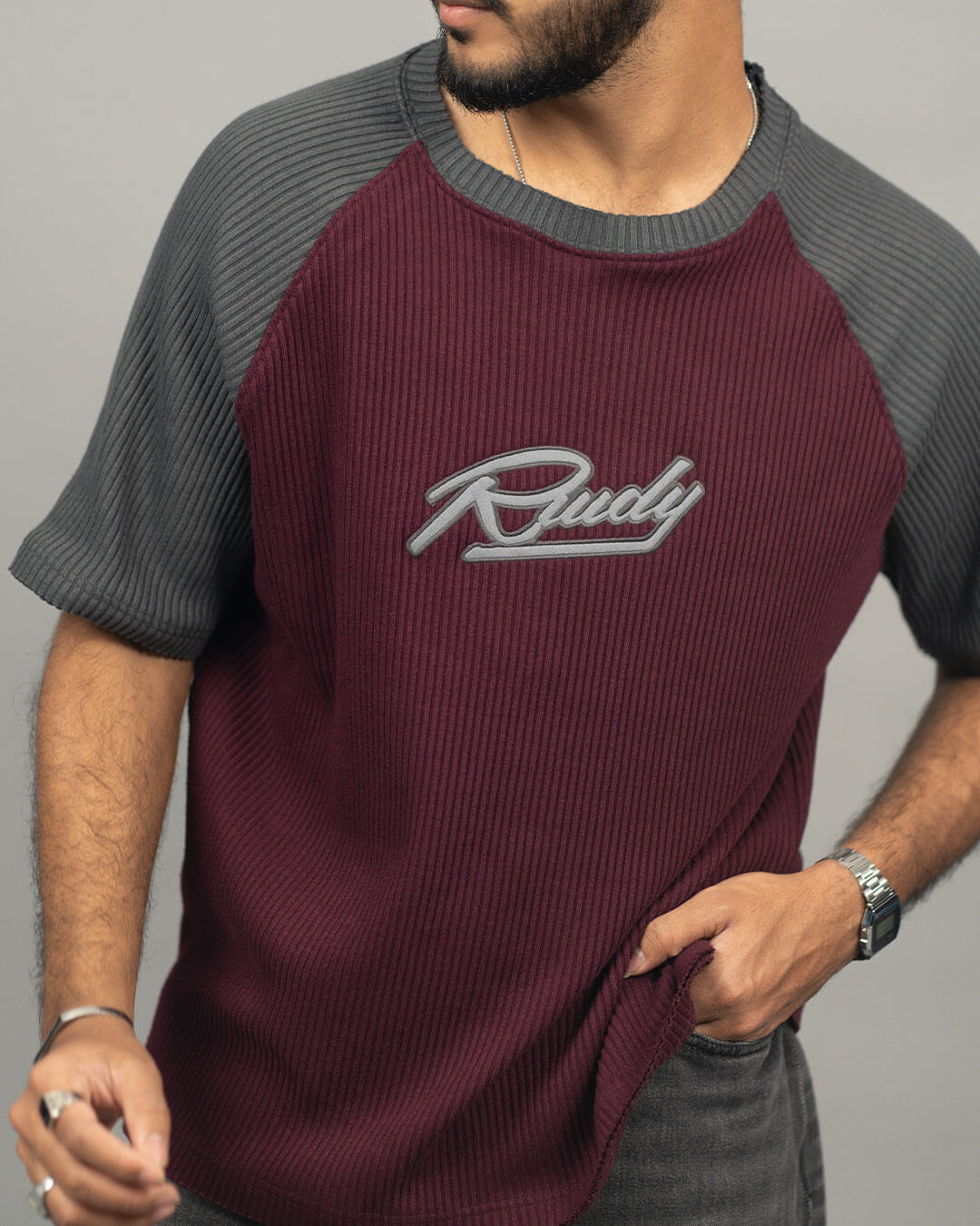RWDY TEXTURE TEE IN SLATE WINE