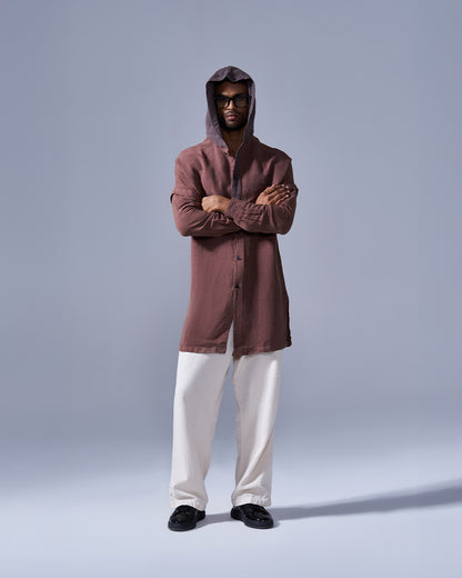 RWDY HOODIE KURTA | RUST BROWN
