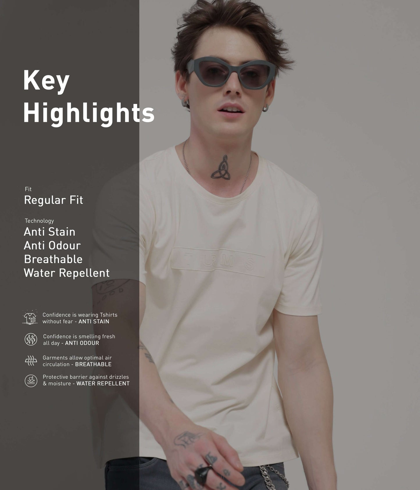 Crew Neck Tshirt | Anti Stain Anti Odor Water Repellent   SOFTPEACH