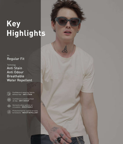 Crew Neck Tshirt | Anti Stain Anti Odor Water Repellent   SOFTPEACH