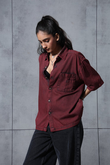Maroon Denim Shirt