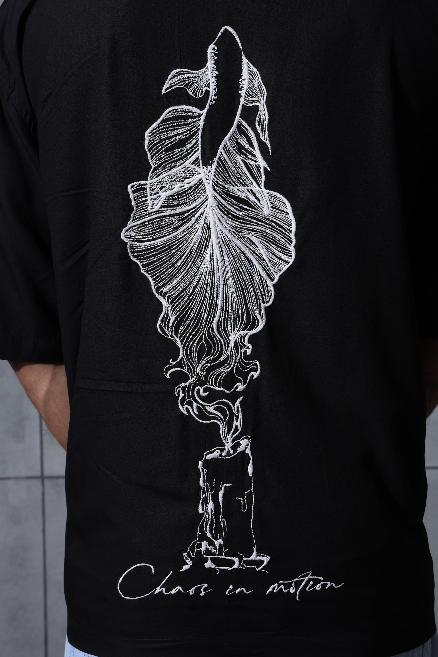 Black Fish Embroidered Tencel Shirt