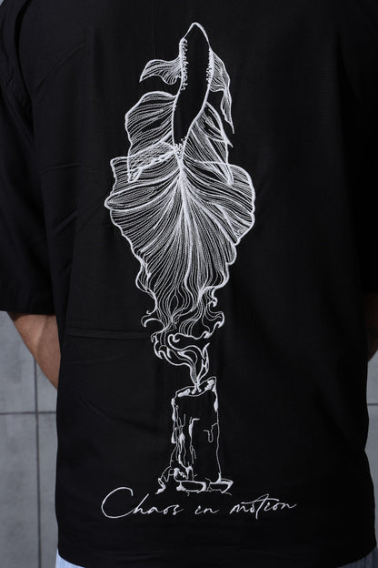 Black Fish Embroidered Tencel Shirt