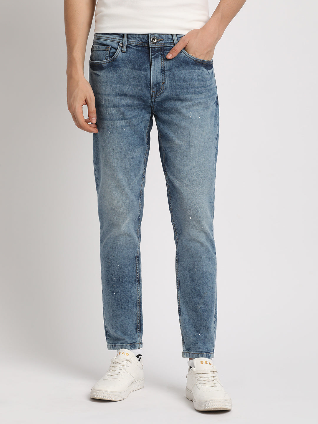 Men Solid Mid Rise Slim Fit Jean DNM-BRAQ-BL