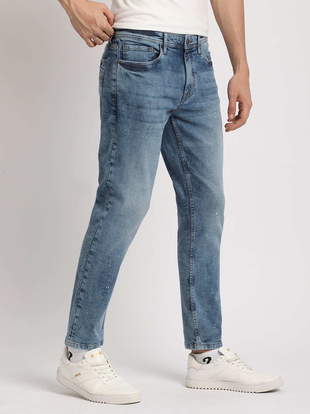 Men Solid Mid Rise Slim Fit Jean DNM-BRAQ-BL