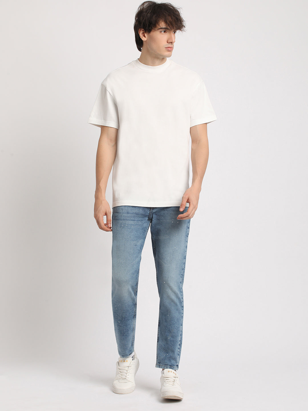 Men Solid Mid Rise Slim Fit Jean DNM-BRAQ-BL