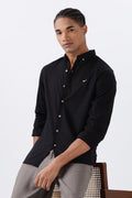 Persia Black Cotton-linen Essential Shirt | Hamptons at Broadway