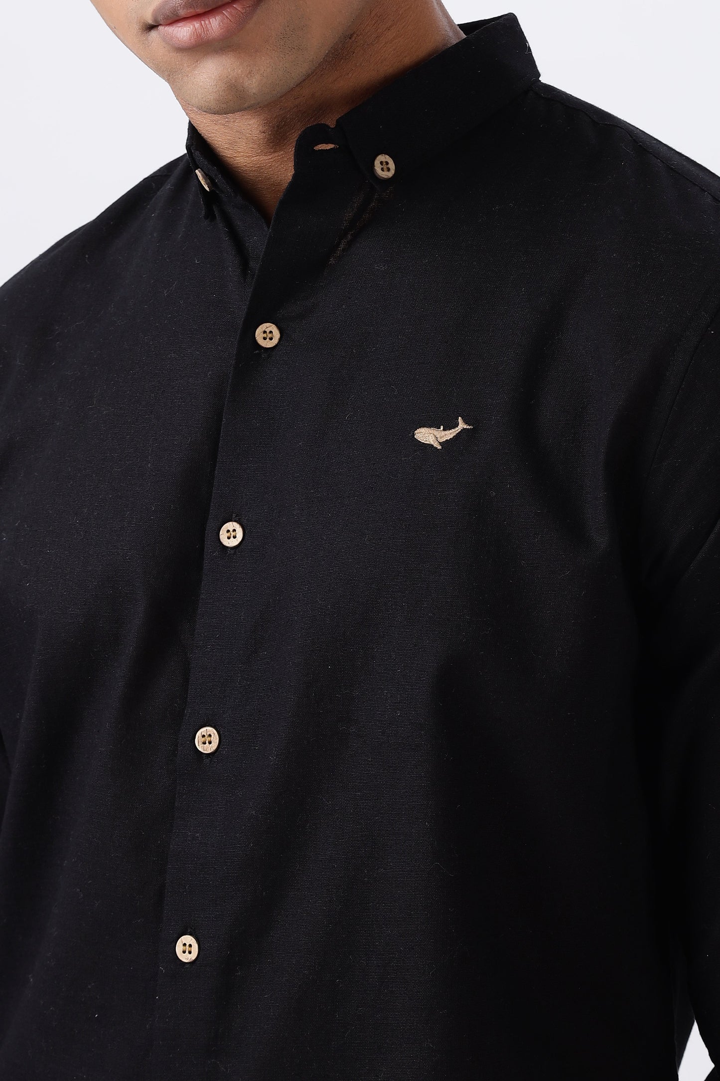 Persia Black Cotton-linen Essential Shirt | Hamptons at Broadway