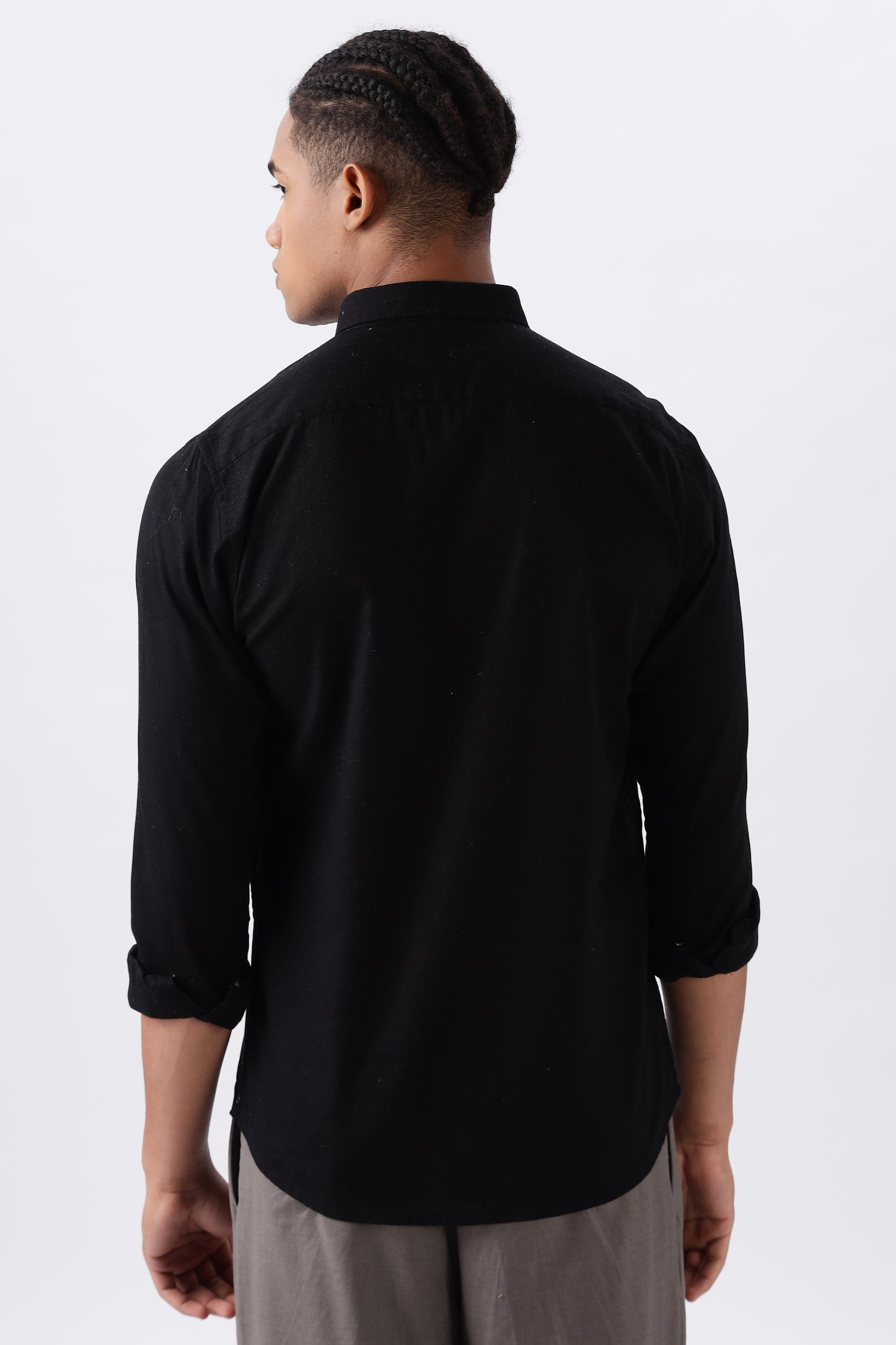 Persia Black Cotton-linen Essential Shirt | Hamptons at Broadway
