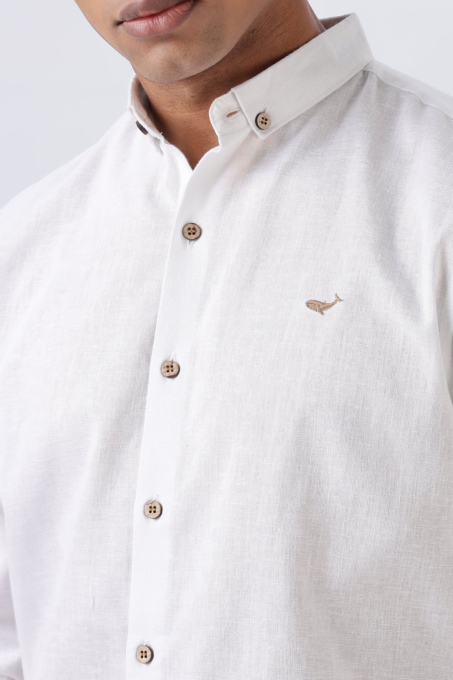 Warrington White Cotton-Linen Essential Shirt | Hamptons at Broadway