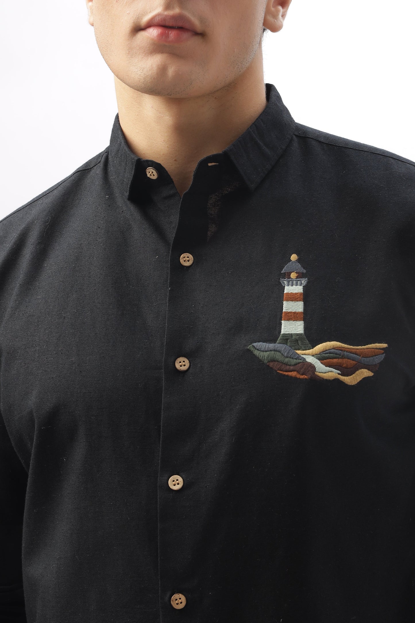 Lighthouse 100% Cotton Embroidery Shirt | Hamptons at Broadway