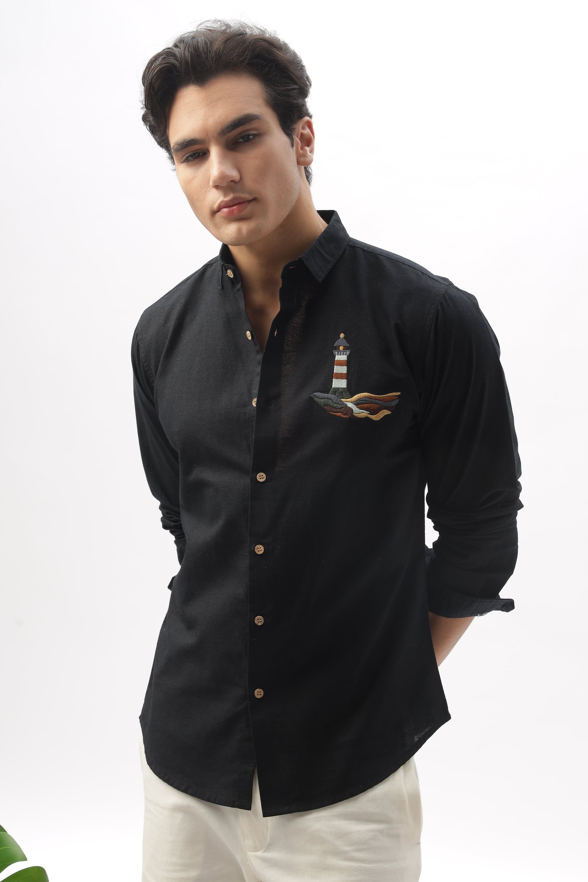 Lighthouse 100% Cotton Embroidery Shirt | Hamptons at Broadway