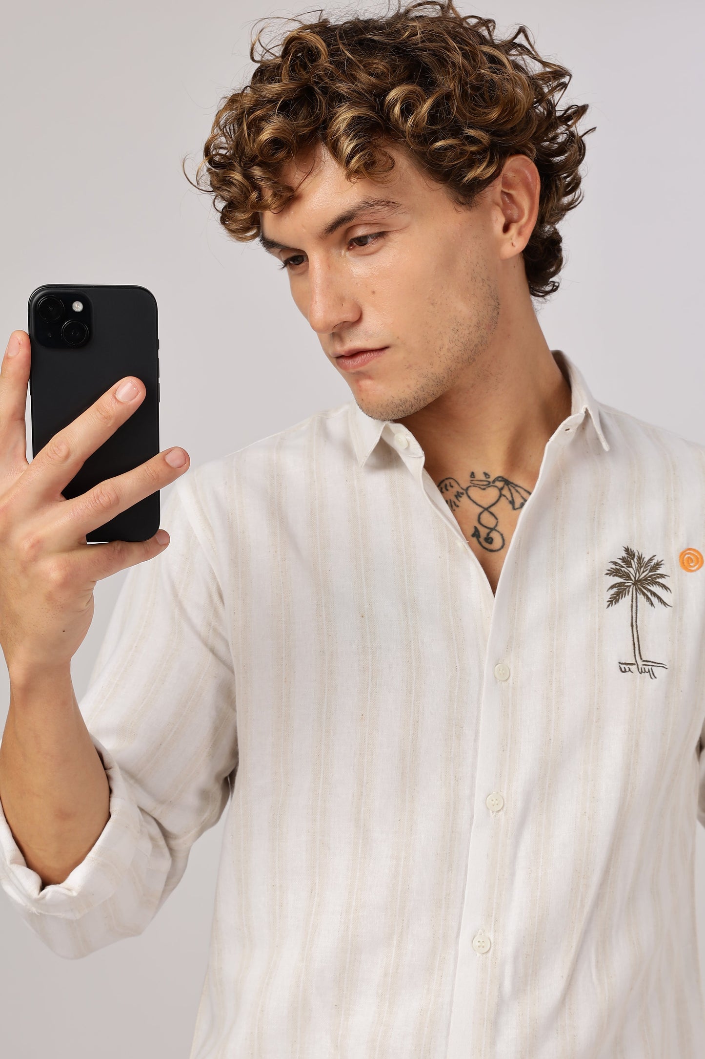 Sunny Side Up Embroidery Stripes Shirt