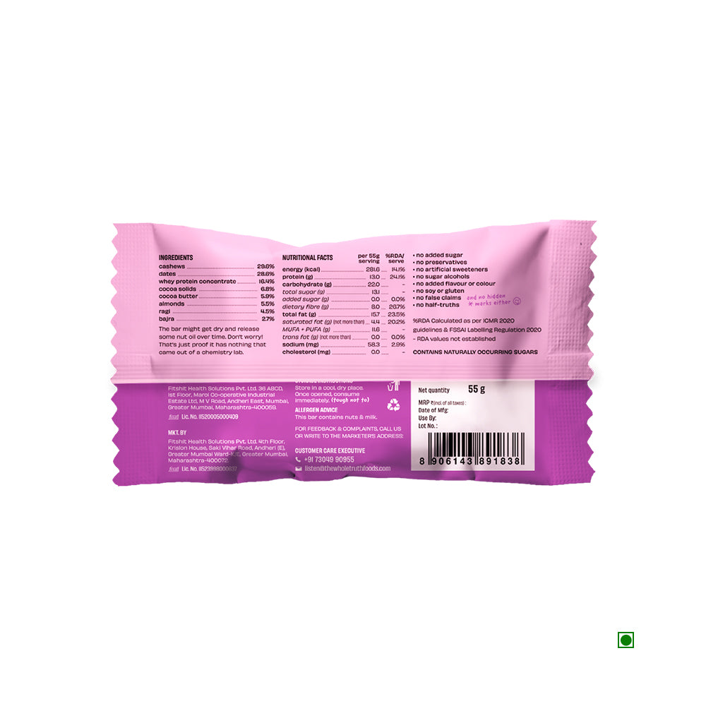 The Whole Truth Almond Millet Cocoa Protein Bar 55g | The Whole Truth Foods at Broadway