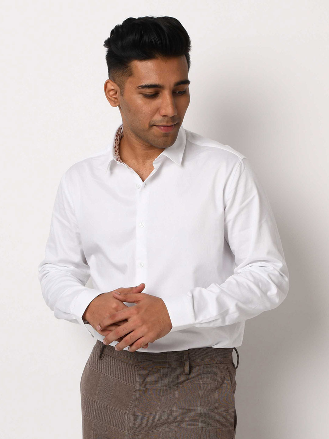 full sleeve white shirt - Gala Contrast