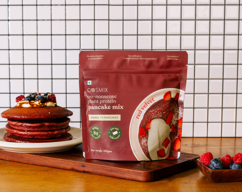 Cosmix No-Nonsense Plant Protein Pancakes - Red Velvet Cake Red | COSMIX at Broadway