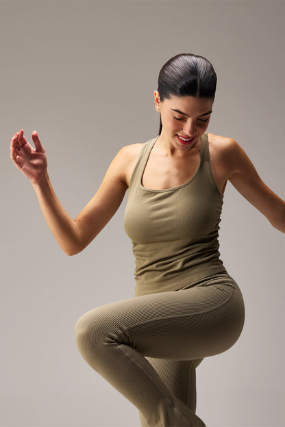 SEAMLESS RACERBACK TOP - LALA GREEN | LALAFLOWER at Broadway