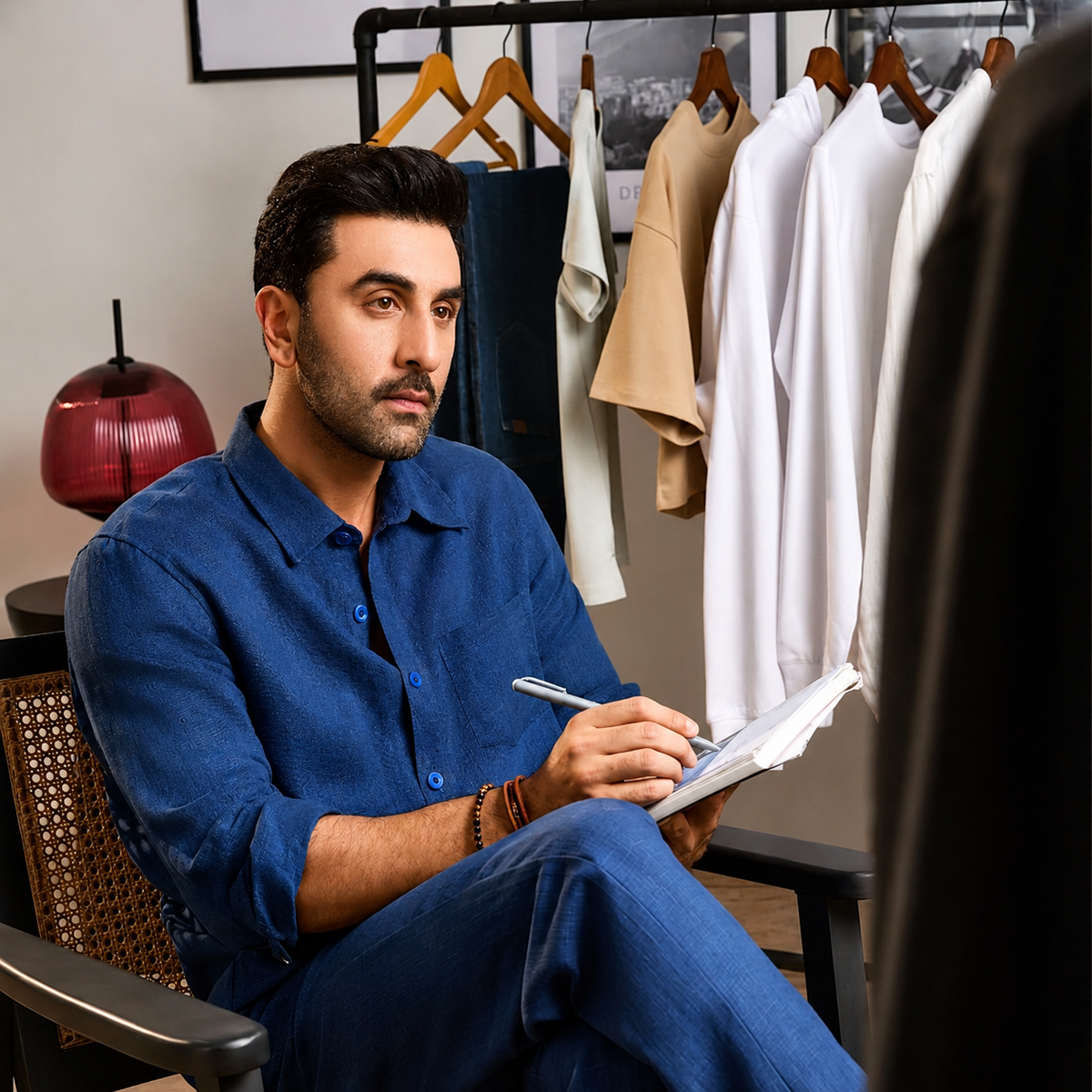 Men's Linen Classic Collar Shirt - Navy Blue
