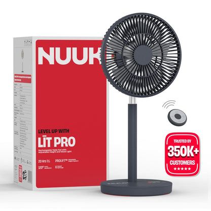 Rechargeable Table Fan with ProLift™ Adjustable Stem and Mood Light | LĪT PRO