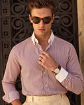 The Crownline Banker Collar Dress Shirt Merlot Red