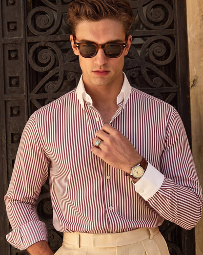 The Crownline Banker Collar Dress Shirt Merlot Red