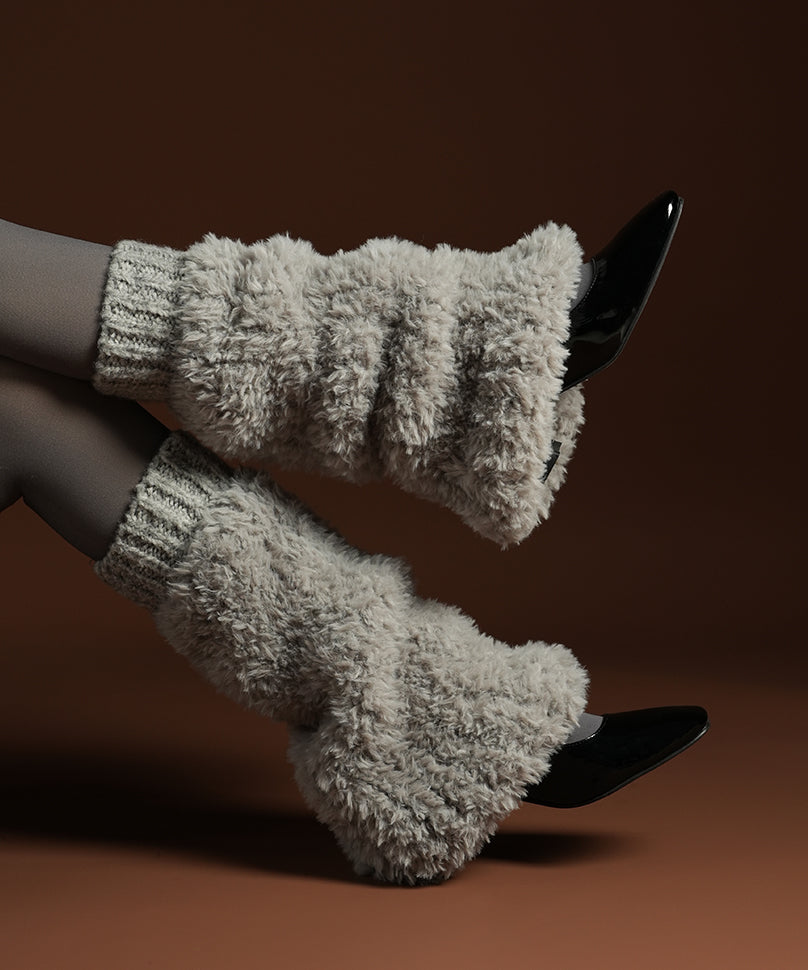 Banded Plush Ribbed Leg Warmer - Light Grey | Theater at Broadway