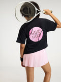 Black  Serve Side Oversized Printed Tee - Women | Cava at Broadway