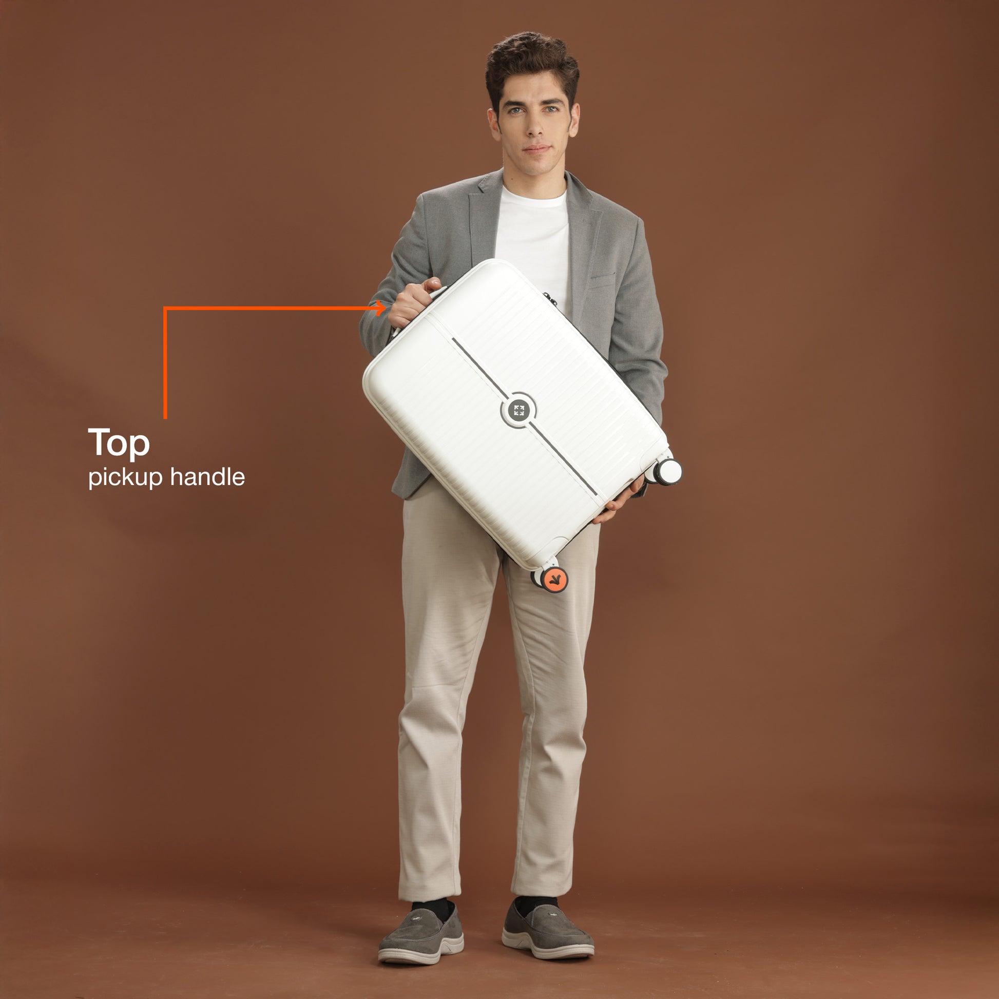 Nasher Miles Dubai TSA Lock Hard-Sided Polypropylene Cabin Luggage 20 inch | 55cm | 8 Wheels Small Trolley Bag for Travel | Suitcase (White Black) | Nasher Miles at Broadway