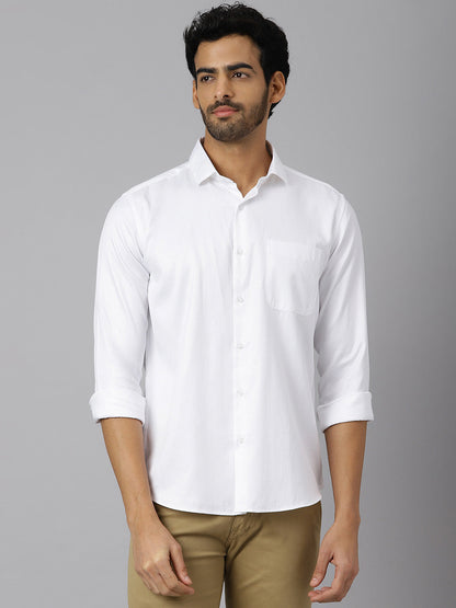 Cutaway Collar Pure Cotton White Shirt - Bay Area