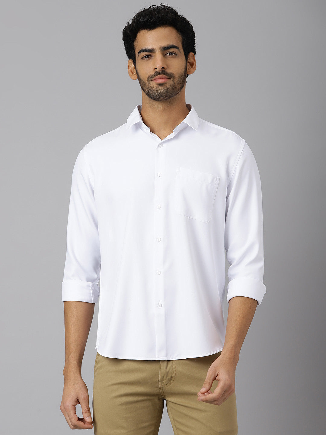 Chiseled Cuff Angular Twill White Shirt - Austin