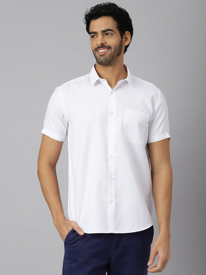 Patch Pocket Dobby Cotton White Shirt - Orchard