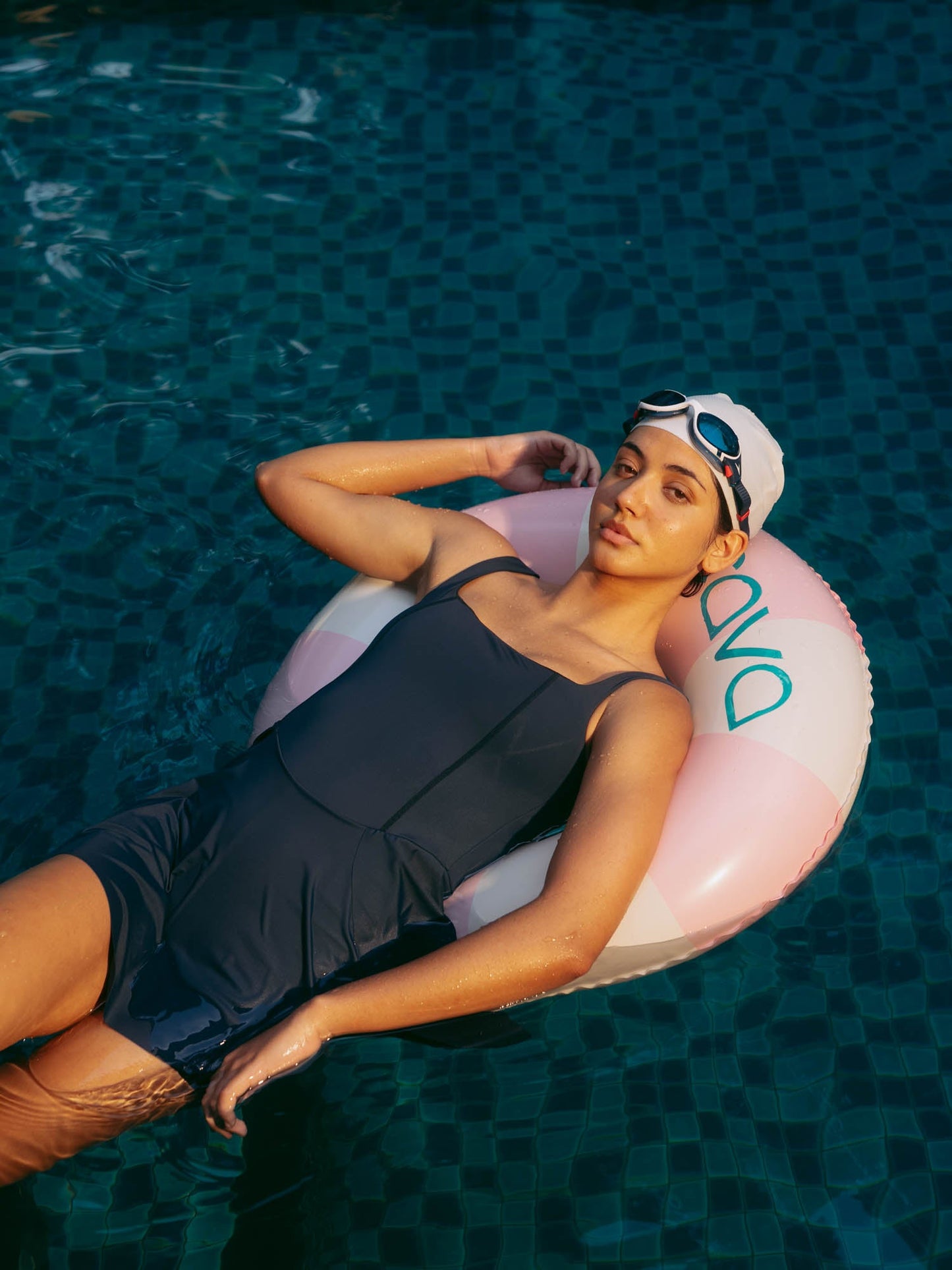 Navy Swirl Swim Dress