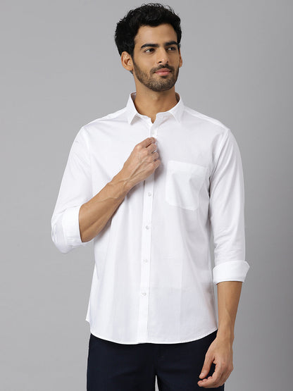 Chest Pocket Premium Cotton White Shirt - Routine