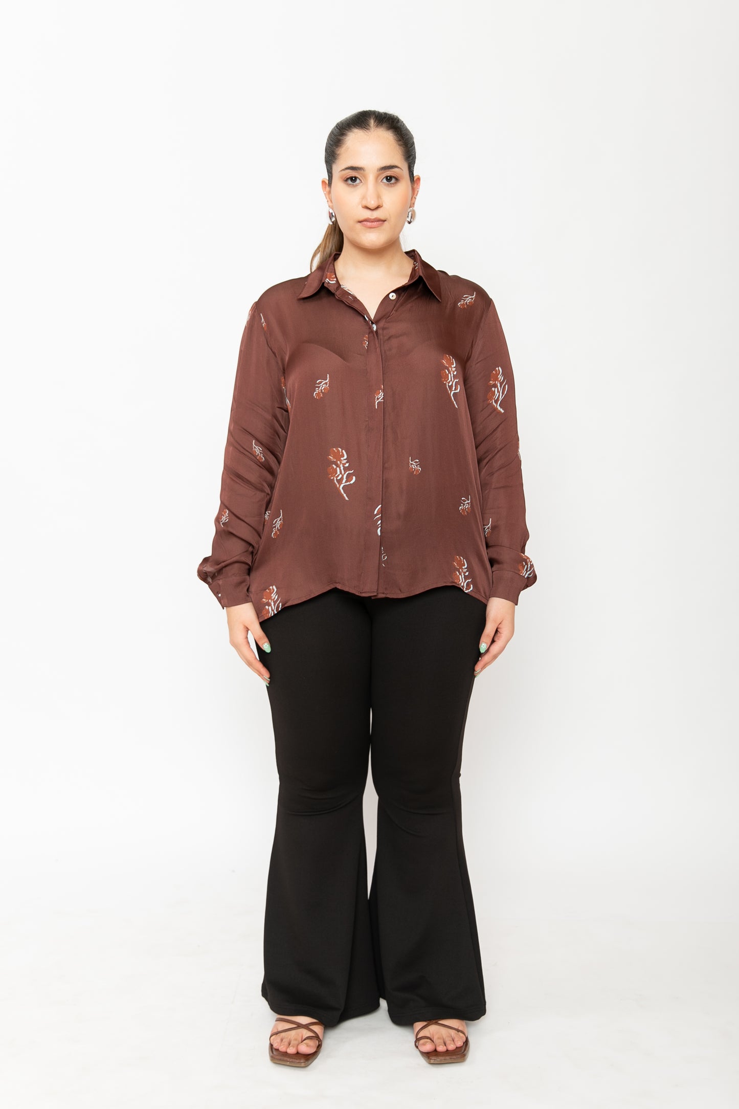 Contemponari-Wilted Petals Shirt | Brown