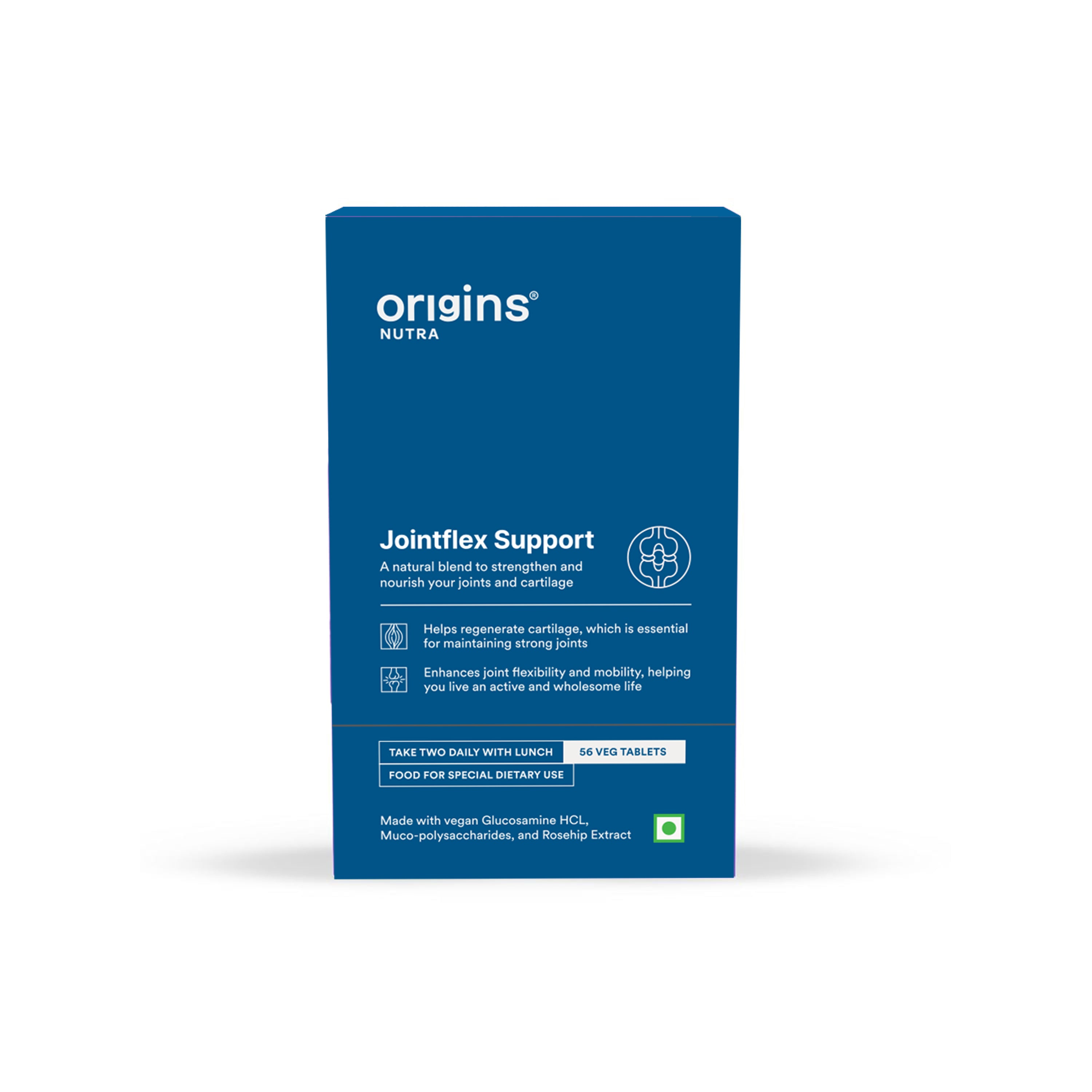 Origins Nutra Jointflex Support |Regenerate Cartilage, Reduces Joint Inflammation | Glucosamine HCL, Rosehip Extract, Mucopolysaccharides |GMP Certified | For Men & Women | 56 Veg Tablets | Origins Nutra at Broadway
