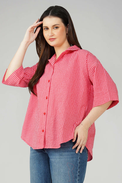 Red Gingham Oversized Shirt