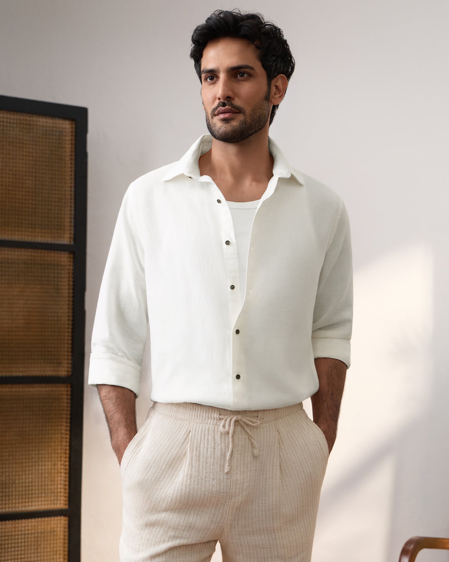 The Linen Rich Shirt Soft ivory