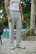 Seer Sucker 100% Cotton Straight Fit Green Pant | Hamptons at Broadway