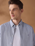 Blue Regular Fit Checked Casual Shirt for Men (LAISA)