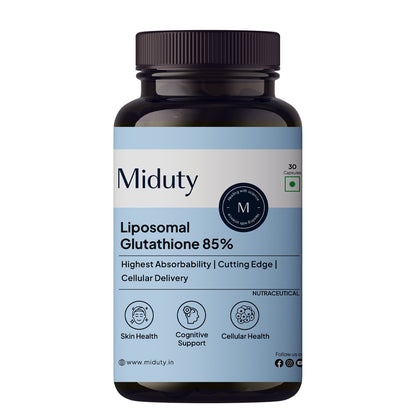 Miduty Liposomal Glutathione 85% 650 mg - Advanced Nano-Liposomal Formula with Lipoglo - 8X Absorption - TEM Verified - 30 Veg Capsules