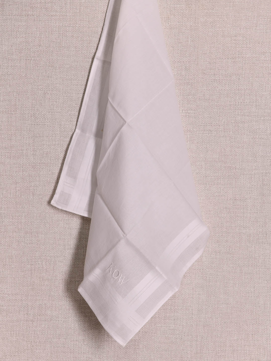 Men's Embroidered White Handkerchief - Pack of 6