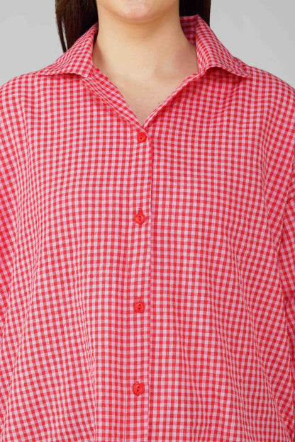 Red Gingham Oversized Shirt
