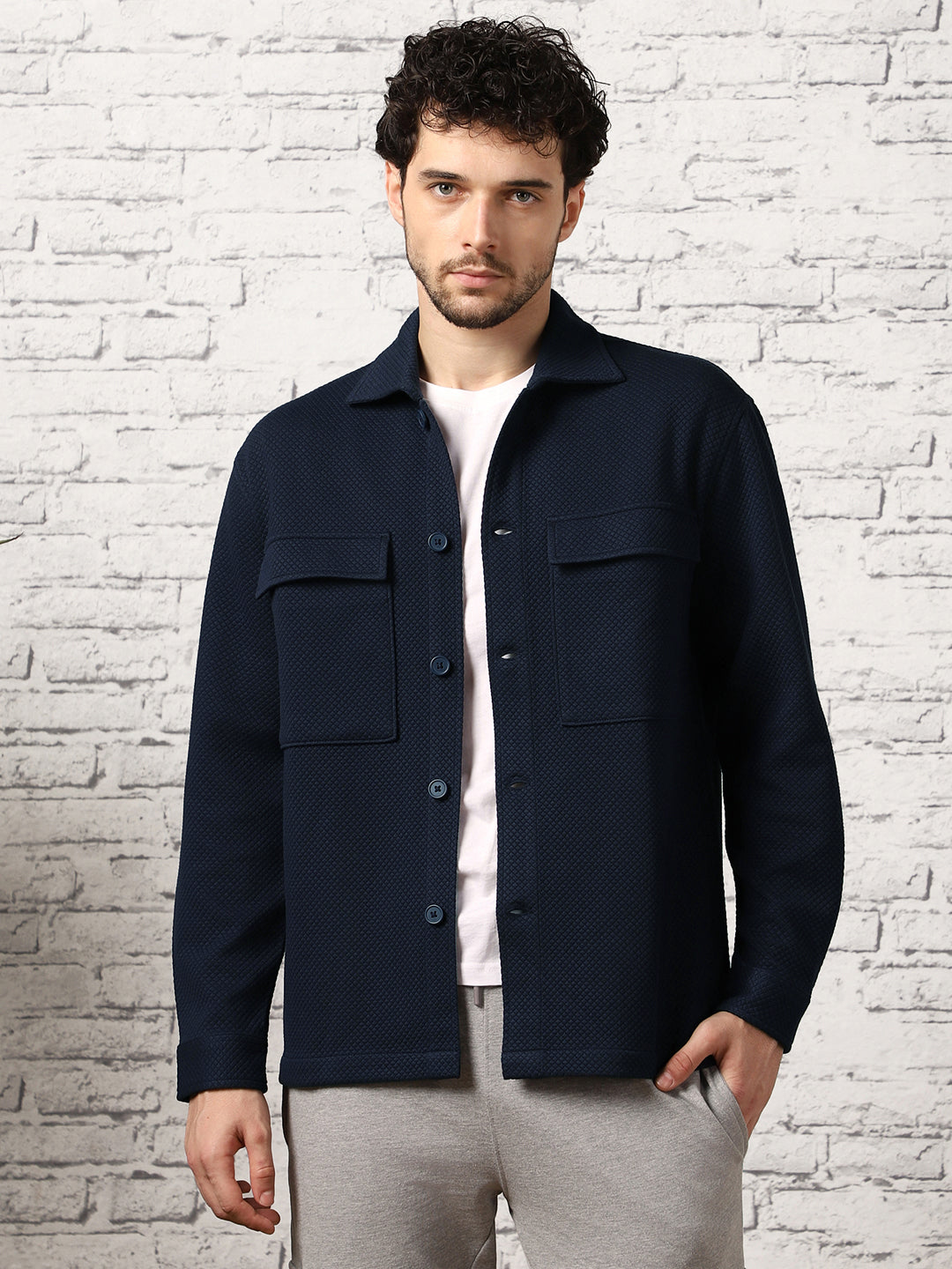 Relaxed Fit Textured Overshirt