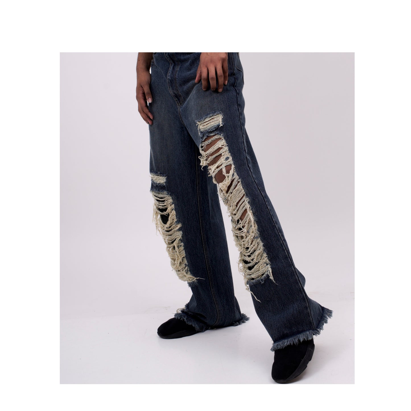 Indigo Distressed Jeans | Huemn at Broadway