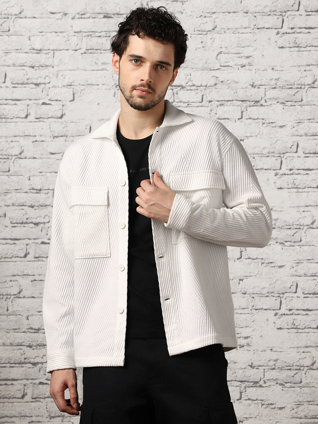 Relaxed Fit Textured Overshirt