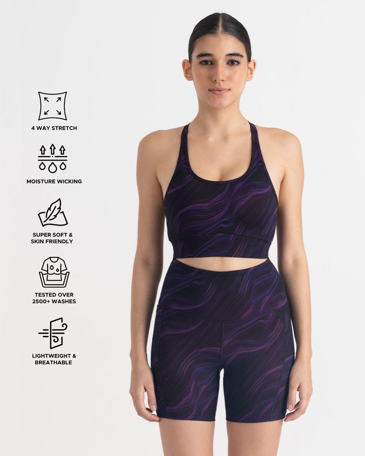 Cosmic Waves Sports Bra | Hunnit at Broadway