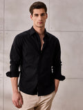 Black Regular Fit Solid Formal Cotton Non-Iron Shirt for Men (NOPIE)